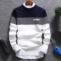 Men's knitted pullover with stripes and colour block design – Matteo