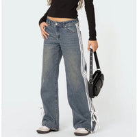 Wide Jeans with Stripes and Laces - Mila-blue-XS-State of Style