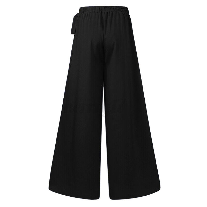 Wide-Leg Work Pants in Plus Sizes-Black A-S-State of Style