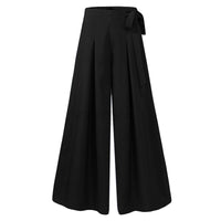 Wide-Leg Work Pants in Plus Sizes-Black A-S-State of Style