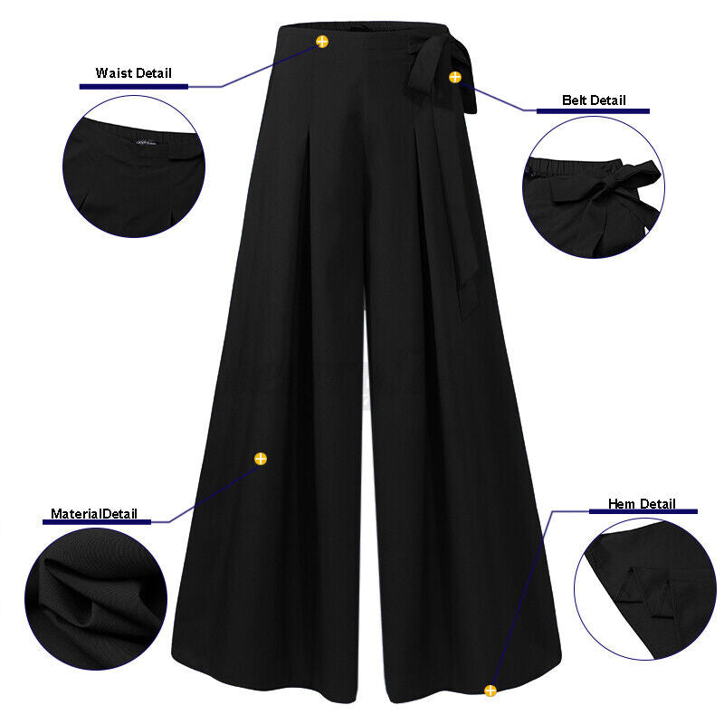 Wide-Leg Work Pants in Plus Sizes-Black A-S-State of Style