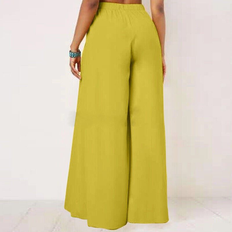 Wide-Leg Work Pants in Plus Sizes-Black A-S-State of Style