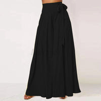 Wide-Leg Work Pants in Plus Sizes-Black B-S-State of Style