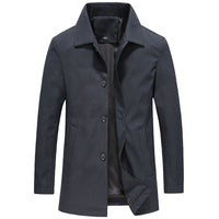 Windproof Long Men's Coat in Solid Colour – Koen-State of Style