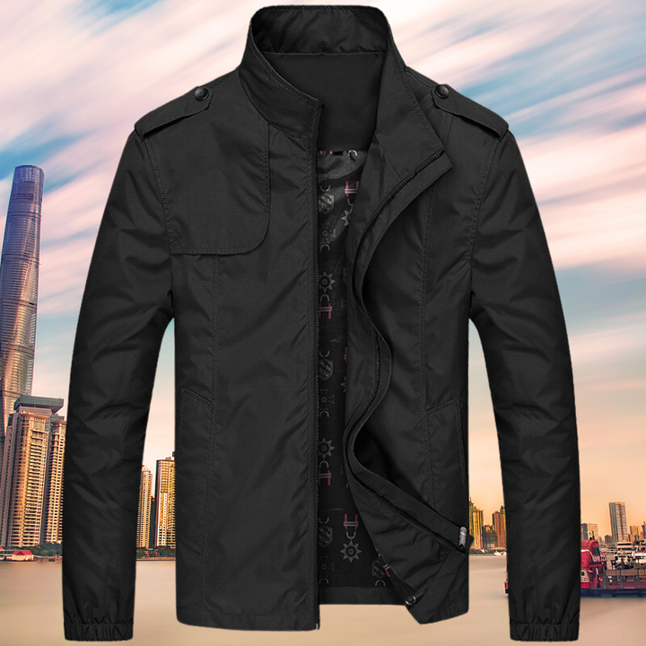 Windproof Men's Jacket with Collar - Camden-Black-M-State of Style
