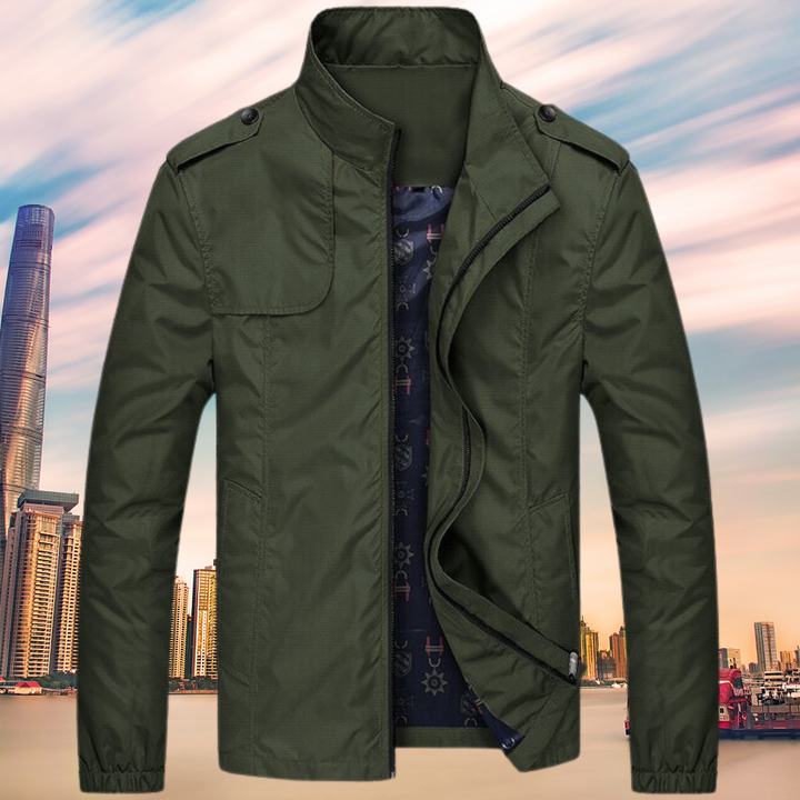 Windproof Men's Jacket with Collar - Camden-Green-M-State of Style