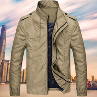 Windproof Men's Jacket with Collar - Camden-Khaki-M-State of Style