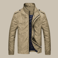 Windproof Men's Jacket with Collar - Camden-Khaki-M-State of Style