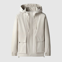 Windproof Men's Jacket with Hood and Zippers - Max-White-S-State of Style