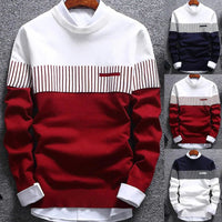 Men's knitted pullover with stripes and colour block design – Matteo