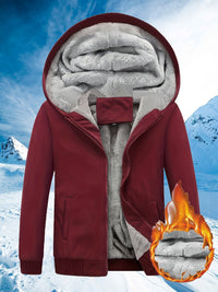 Winter Warm Fleece Jacket with Hood - Dario-Burgundy-S-State of Style