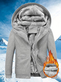 Winter Warm Fleece Jacket with Hood - Dario-Light Grey-S-State of Style