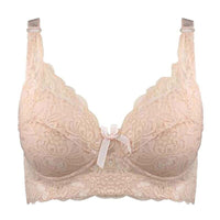 Wireless Lace Bra in Plus Sizes – Seamless and Adjustable Fit-Beige-10-B-State of Style