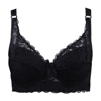 Wireless Lace Bra in Plus Sizes – Seamless and Adjustable Fit-Black-10-B-State of Style