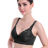 Wireless Lace Bra in Plus Sizes – Seamless and Adjustable Fit-Blue-10-B-State of Style
