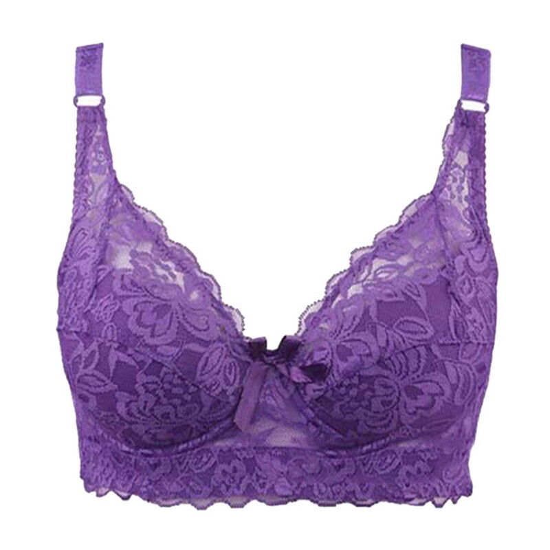 Wireless Lace Bra in Plus Sizes – Seamless and Adjustable Fit-Purple-10-B-State of Style