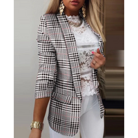 Women's Blazer with Lapel Collar and Print - Bella-Brown-S-State of Style