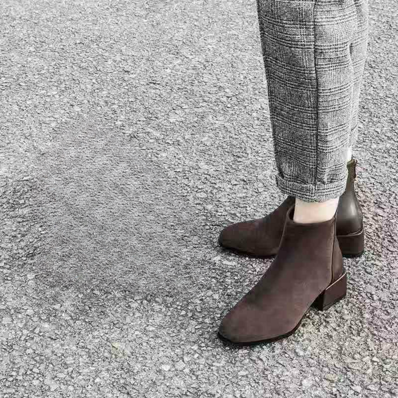 Women's Block Heel Ankle Boots - Lira-Black-4-State of Style