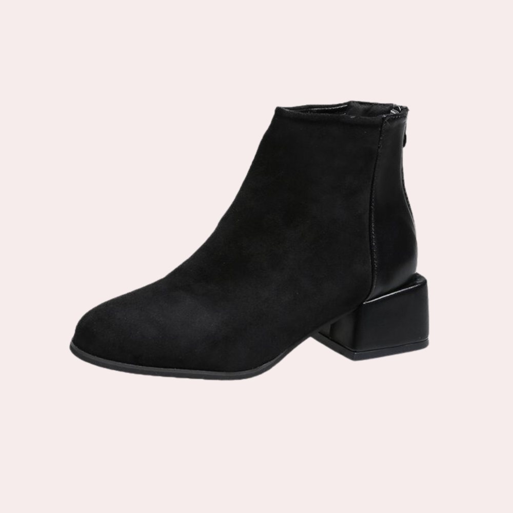 Women's Block Heel Ankle Boots - Lira-Black-4-State of Style