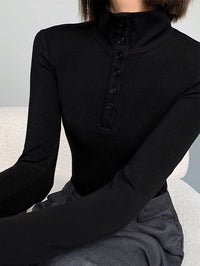 Women's Button Turtleneck - Aurora-Black-XS-State of Style