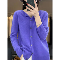 Women's Cardigan with O-Neck - Isabella-Blue-S-State of Style