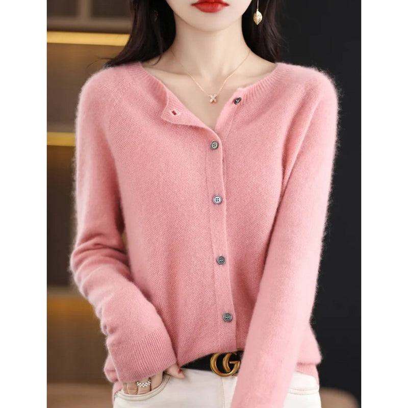 Women's Cardigan with O-Neck - Isabella-Light Pink-S-State of Style