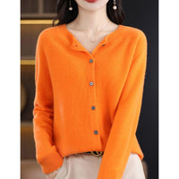 Women's Cardigan with O-Neck - Isabella-Orange-S-State of Style