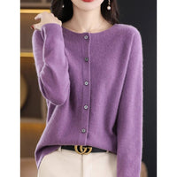 Women's Cardigan with O-Neck - Isabella-Purple-S-State of Style
