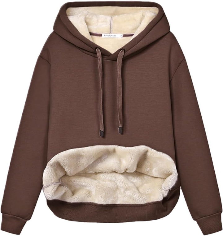 Women's Casual Fleece-Lined Hoodie – Lilly-Brown-S-State of Style
