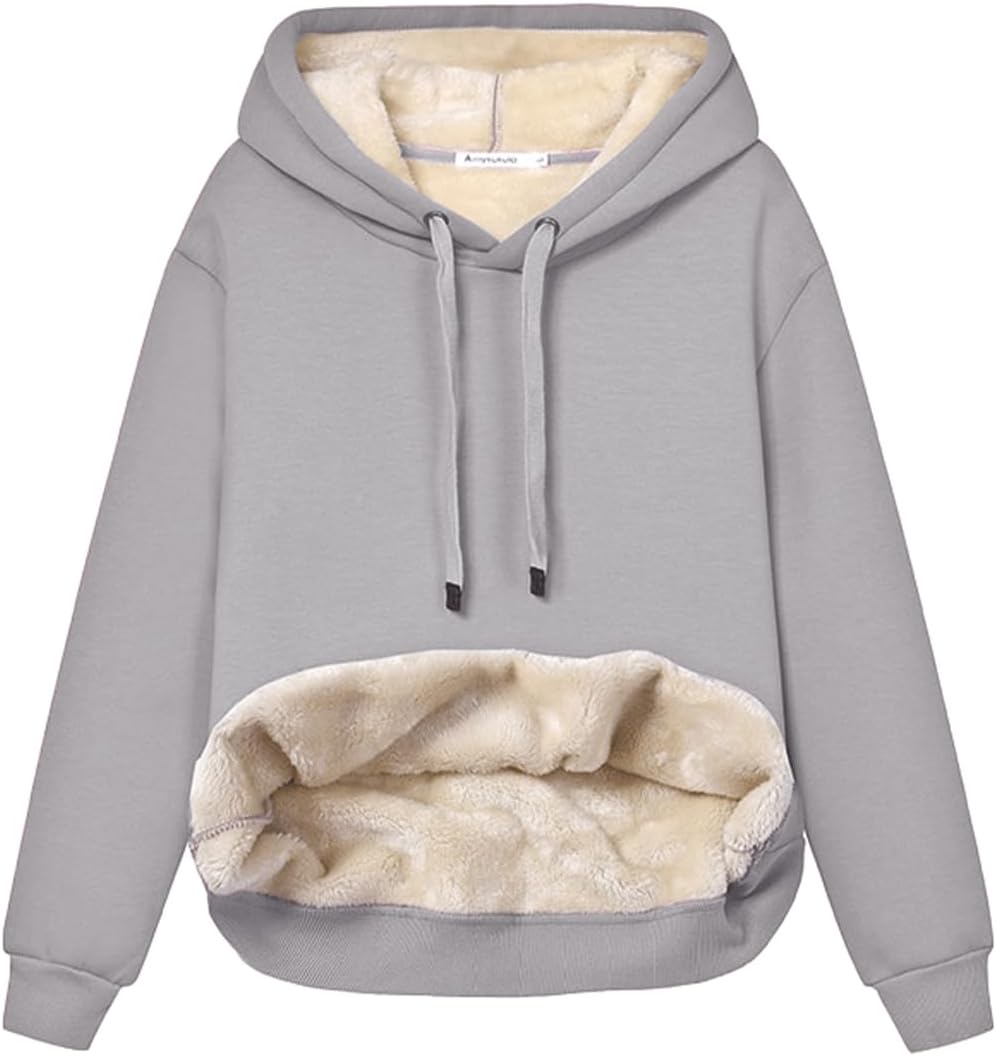 Women's Casual Fleece-Lined Hoodie – Lilly-Grey-S-State of Style