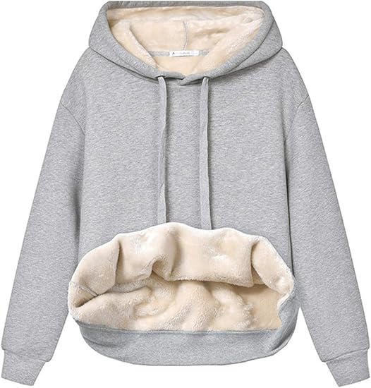 Women's Casual Fleece-Lined Hoodie – Lilly-Light Grey-S-State of Style