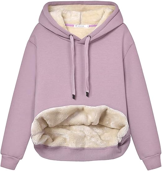 Women's Casual Fleece-Lined Hoodie – Lilly-Purple-S-State of Style