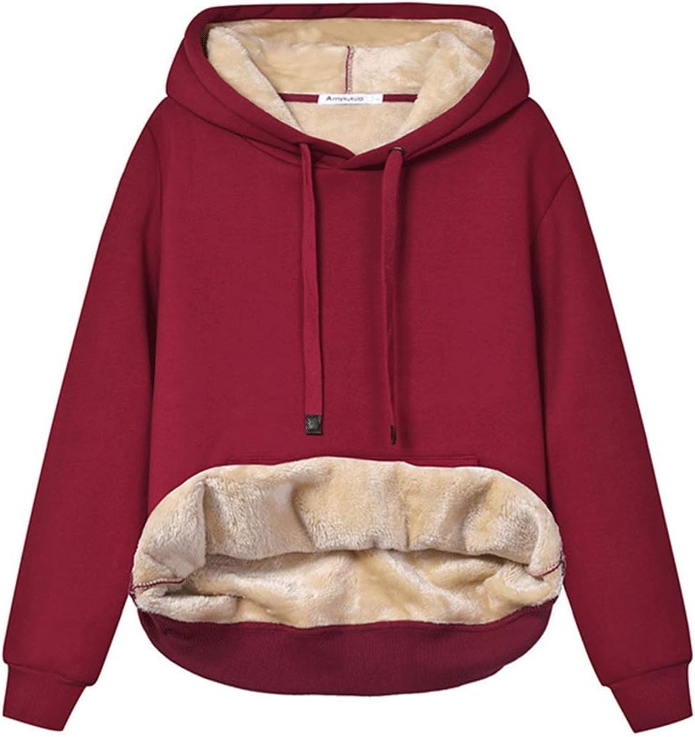 Women's Casual Fleece-Lined Hoodie – Lilly-Red-S-State of Style