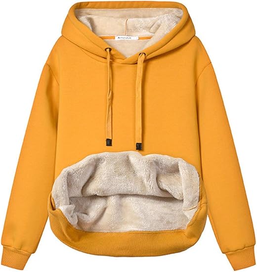 Women's Casual Fleece-Lined Hoodie – Lilly-Yellow-S-State of Style