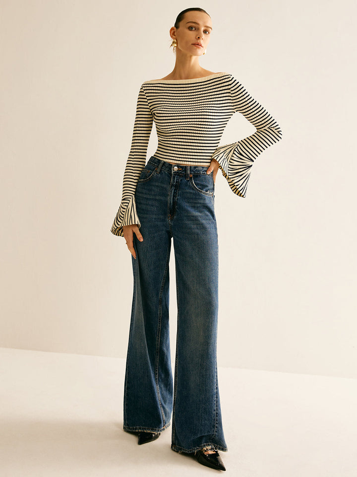 Women's Cold-Shoulder Striped Shirt - Selene-XS-State of Style