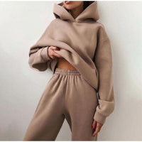 Women's High Waist Jogger Set | Oversized Tracksuit | Comfortable Loungewear-Khaki-S-State of Style