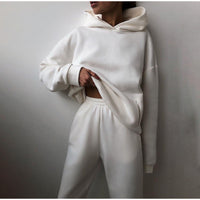 Women's High Waist Jogger Set | Oversized Tracksuit | Comfortable Loungewear-White-S-State of Style