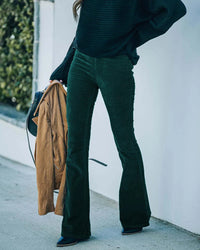 Women's High-Waisted Trousers - Sienna-Dark Green-S-State of Style