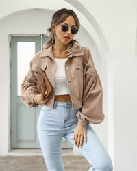 Women's Jacket with Wide Sleeves | Stylish and Comfortable-Khaki-S-State of Style