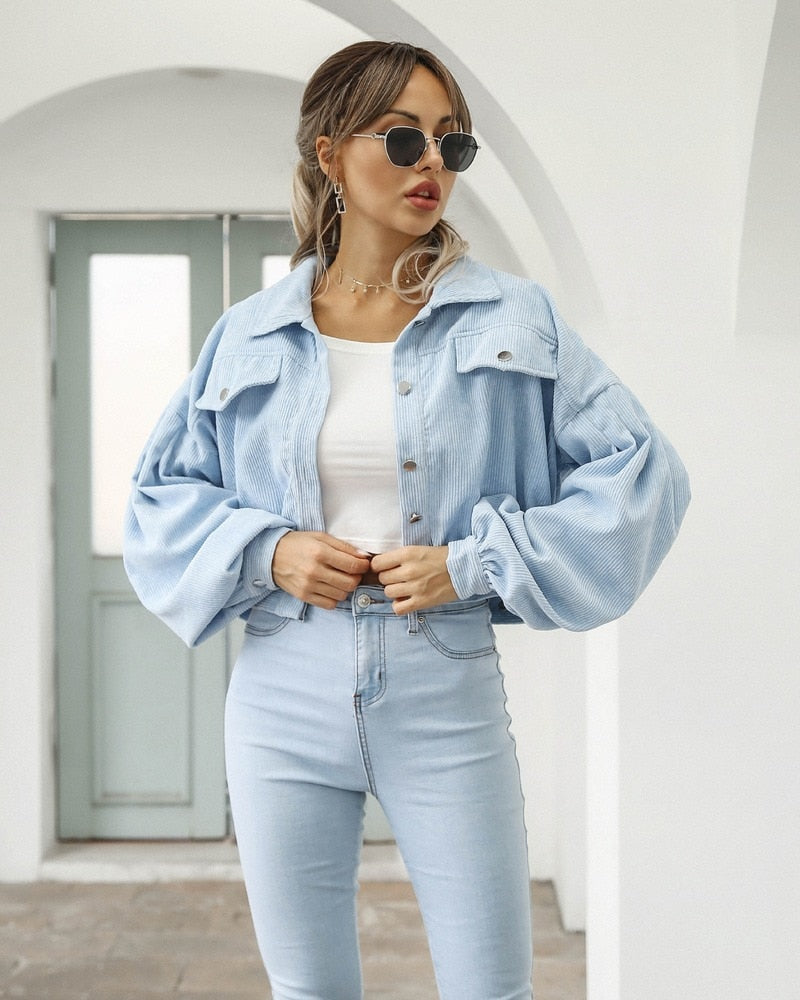 Women's Jacket with Wide Sleeves | Stylish and Comfortable-Sky Blue-S-State of Style