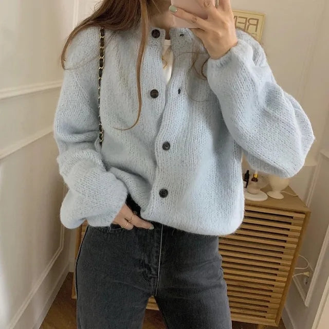 Women's Knitted Cardigan - Nova-White-One-Size-State of Style