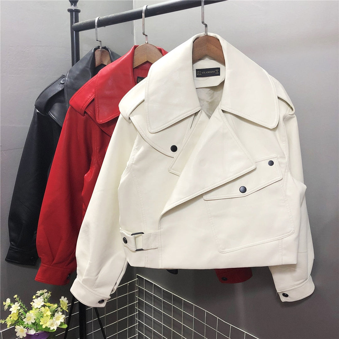 Women's Leather Jacket | Chic and Durable-Beige-S-State of Style