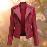 Women's Leather Jacket | Stylish & Durable-Dark Red-S-State of Style
