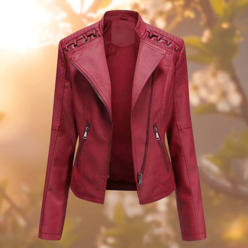Women's Leather Jacket | Stylish & Durable-Dark Red-S-State of Style