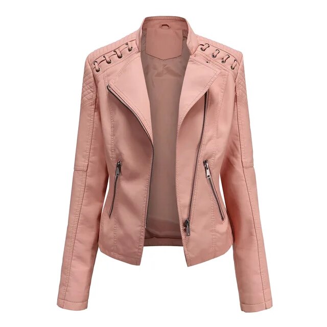 Women's Leather Jacket | Stylish & Durable-Pink-S-State of Style