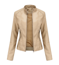 Women's Leather Jacket with Mandarin Collar | Stylish & Comfortable-Apricot-S-State of Style