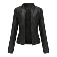 Women's Leather Jacket with Mandarin Collar | Stylish & Comfortable-Black-S-State of Style