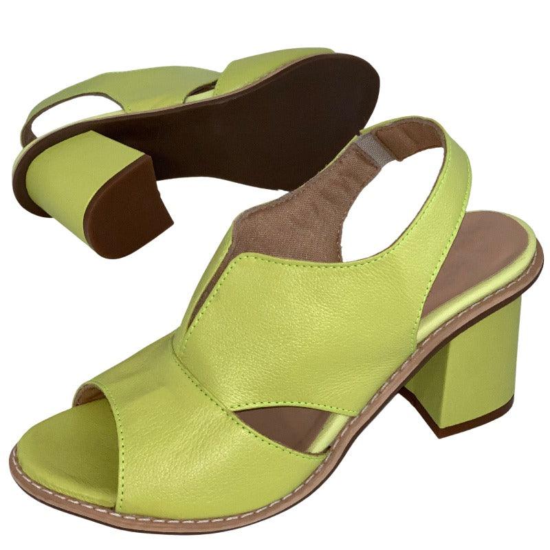 Women’s leather sandals with heel & comfort footbed – Selina-Beige-2.5-State of Style