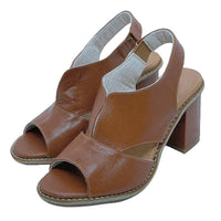 Women’s leather sandals with heel & comfort footbed – Selina-Beige-2.5-State of Style
