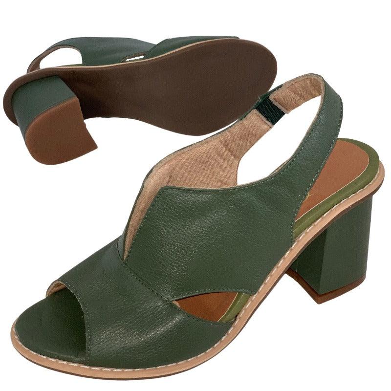 Women’s leather sandals with heel & comfort footbed – Selina-Beige-2.5-State of Style
